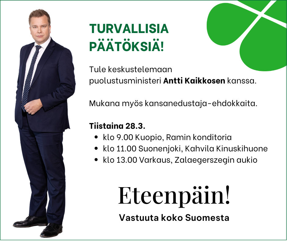 Puolustusministeri Antti Kaikkonen kiertueella 28.3.
